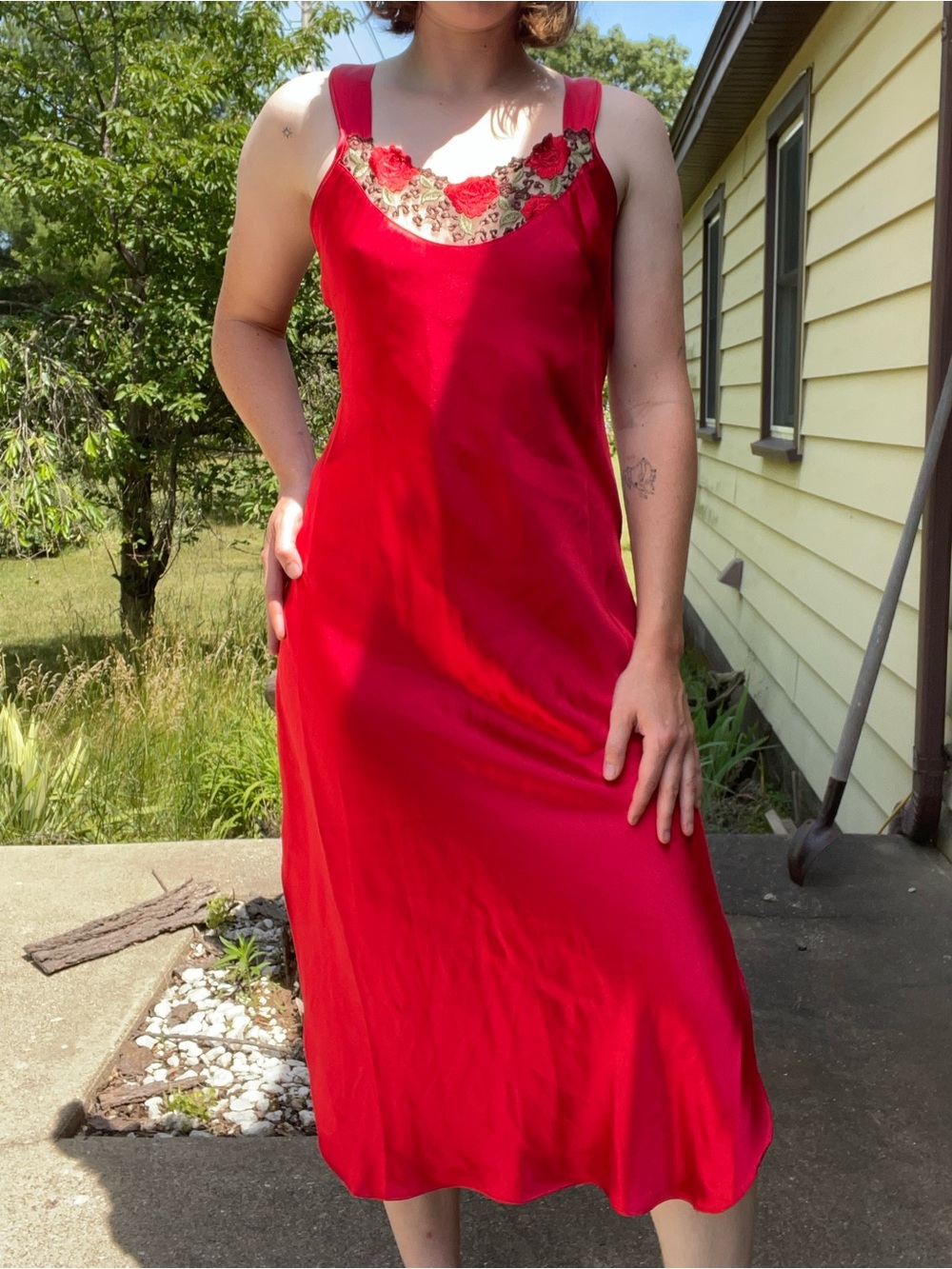 Vintage 90s Cinema Etoile red slip dress
